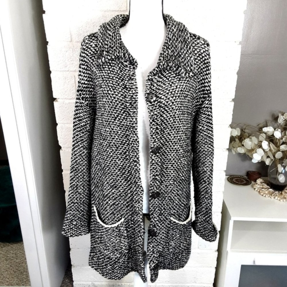Eileen Fisher Long Line Snap Closure Knit Cardigan Sweater *Read*